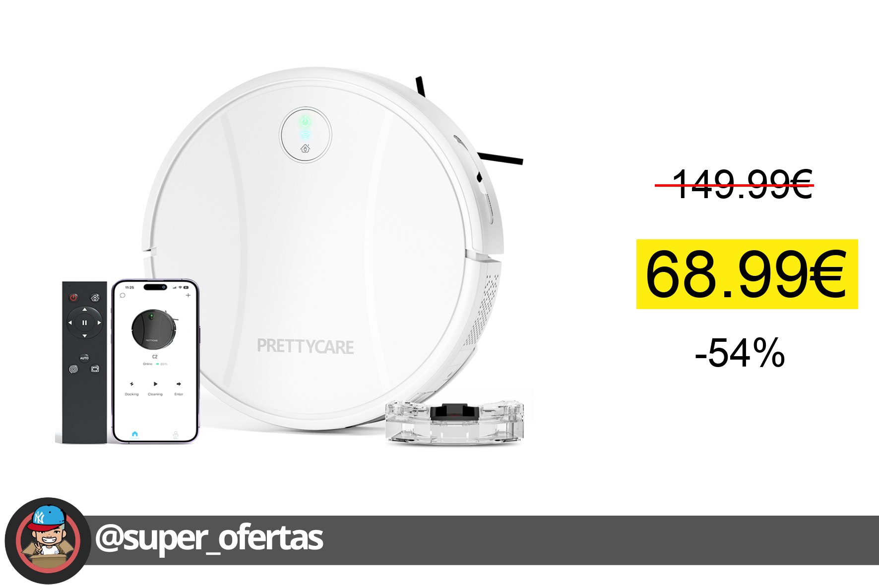 Cuponazo 🔸 #Miravia: PrettyCare-Robot Aspirador C2