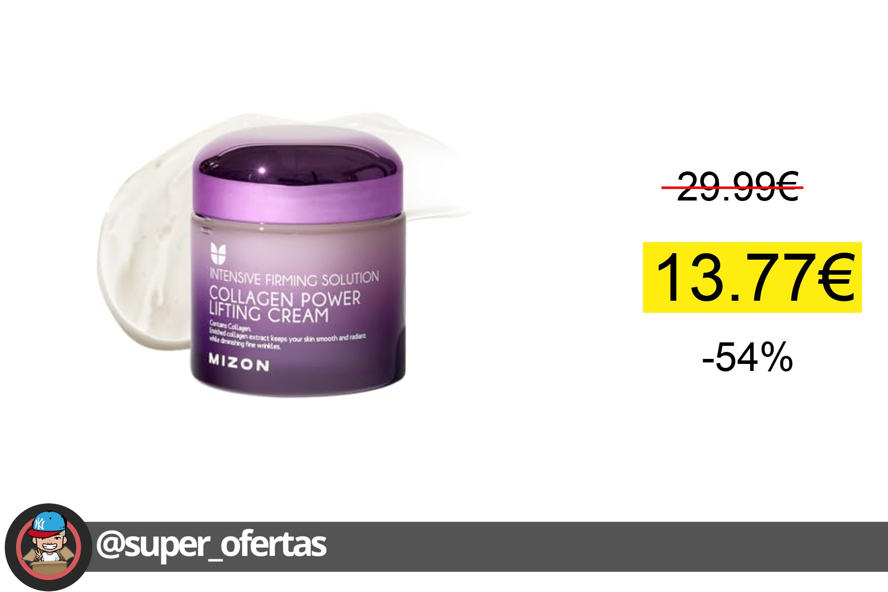 〽 [Mizon] Crema Power Lifting de Colágeno (75ml) Hidratante Intensivo con 75% de Extracto de C