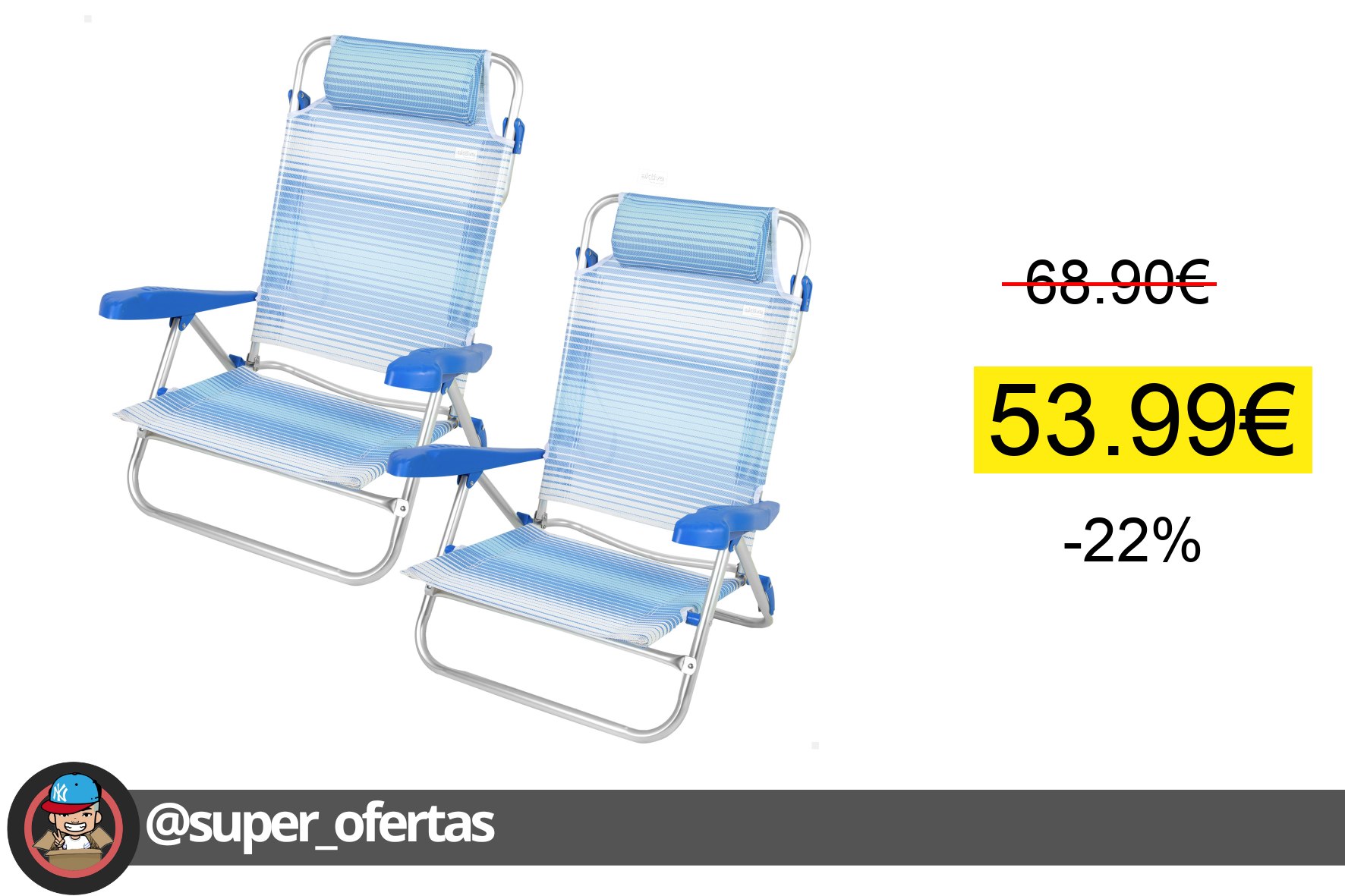 Cuponazo Aktive - Pack 2 sillas de playa plegables oferta descuento