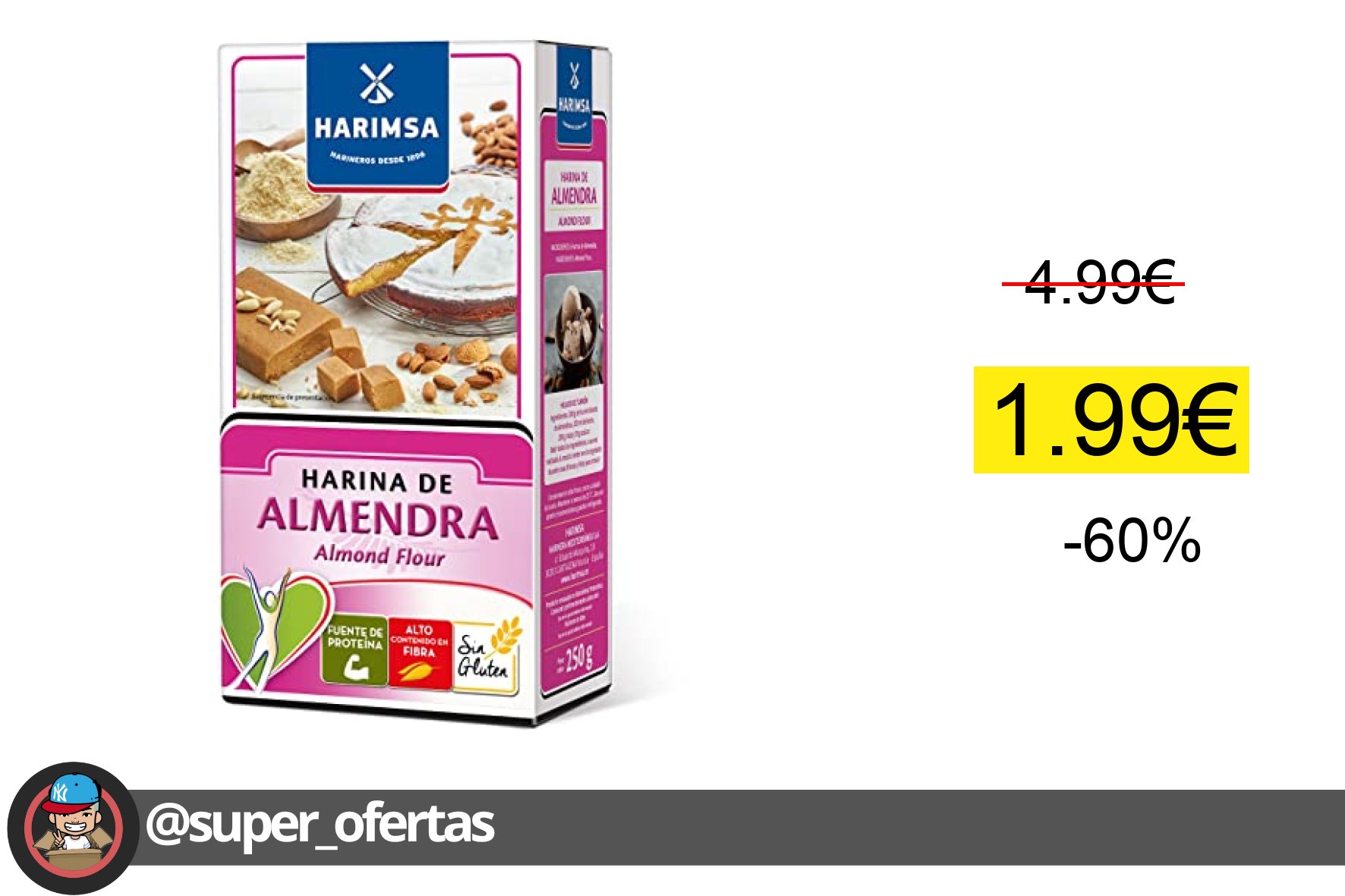 Harina de almendra 100% sin gluten para repostería keto
