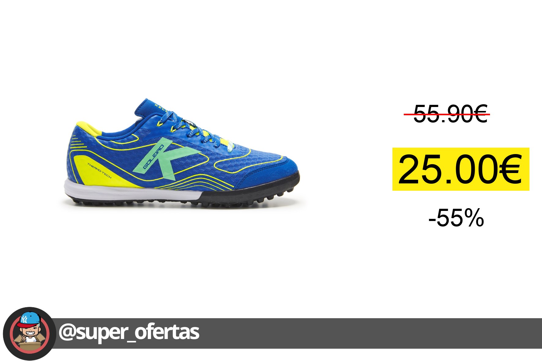 〽 Kelme Botas De Fútbol Goleiro Turf Azul Botas de fútbol Kelme 25,00€ oferta descuento