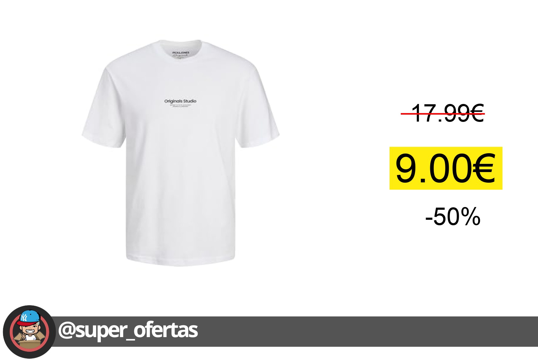 〽 Jack & Jones Jorvesterbro Tee Ss Crew Neck Noos Polo, Hombre, Blanco, XL &JONES
