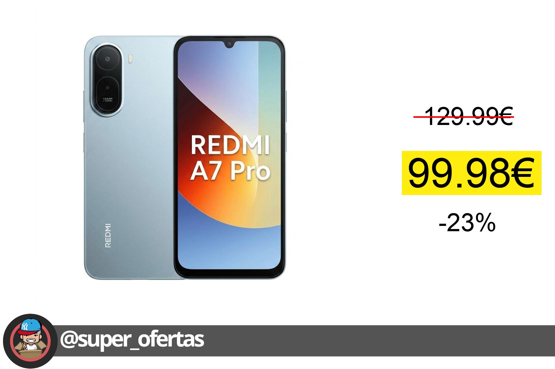 〽 Xiaomi Redmi A7 Pro 4GB+128GB, 4GB+64GB Móvil Libre, Pantalla 6.9" 120Hz, Batería 6000mAh