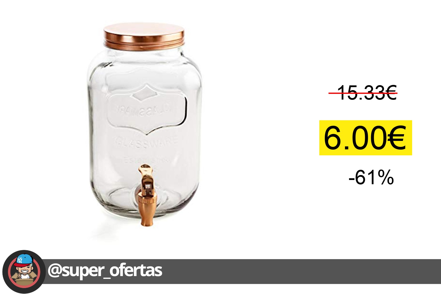 〽 Quid Habitat Dispensador De Bebidas 4l Sodo Apto Frigorífico No Apto Microondas Reciclable #