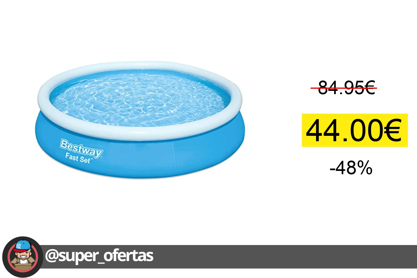 〽 Bestway Fast Set - Piscina sin Bomba (366 x 76 cm, Redonda), Color Azul