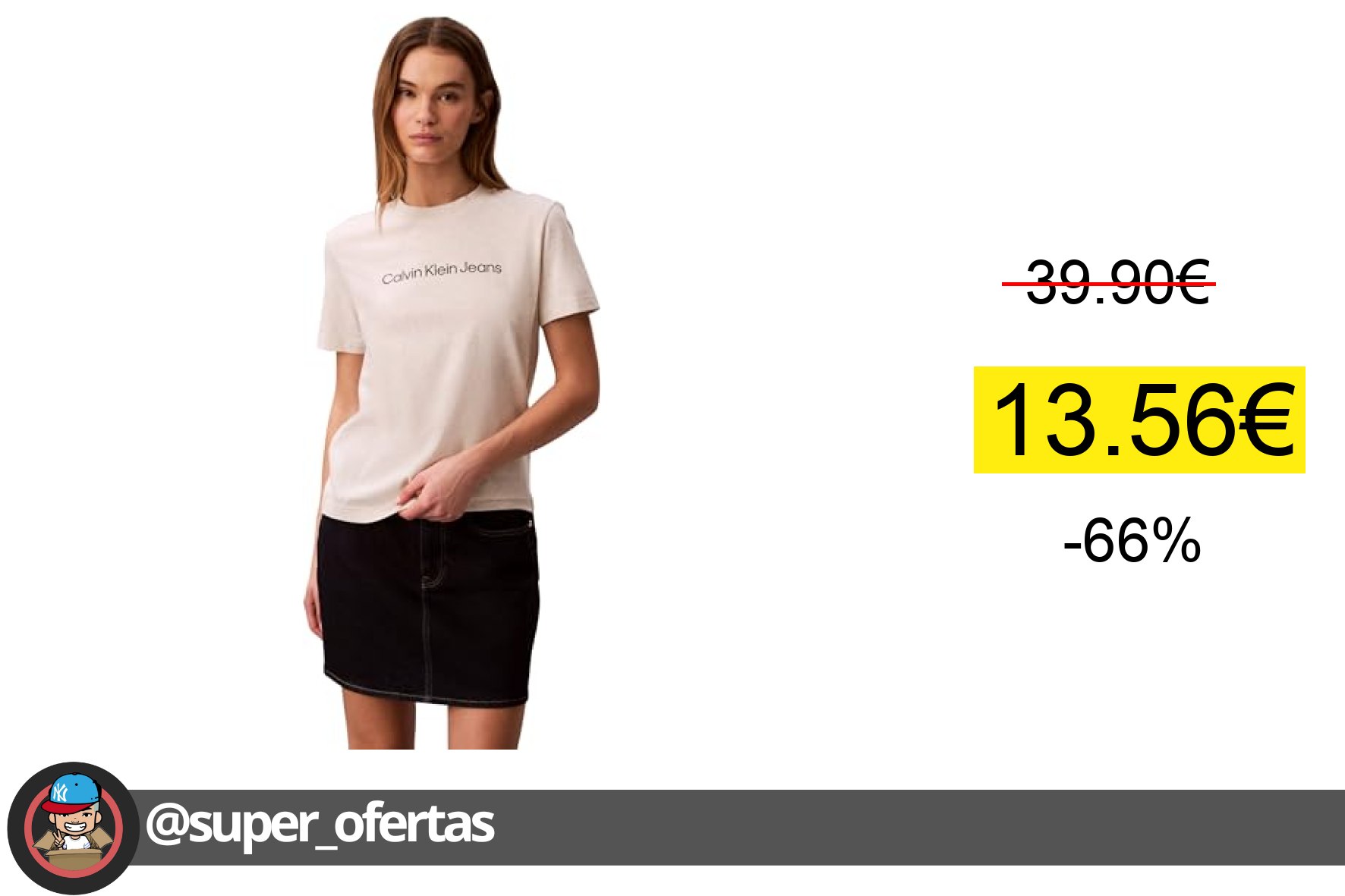〽 Calvin Klein Camiseta de Manga Corta Mujer Logo Classic Regular Fit, Beige (Vanilla Heather)