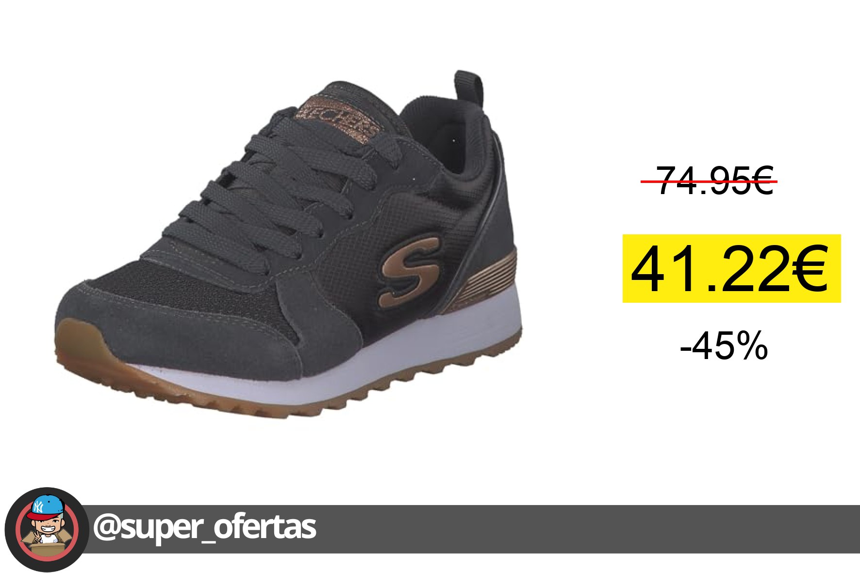 〽 Skechers OG 85 Goldn Gurl, Zapatillas para Mujer, Charcoal Suede Nylon Mesh Rose Gold Trim, 3