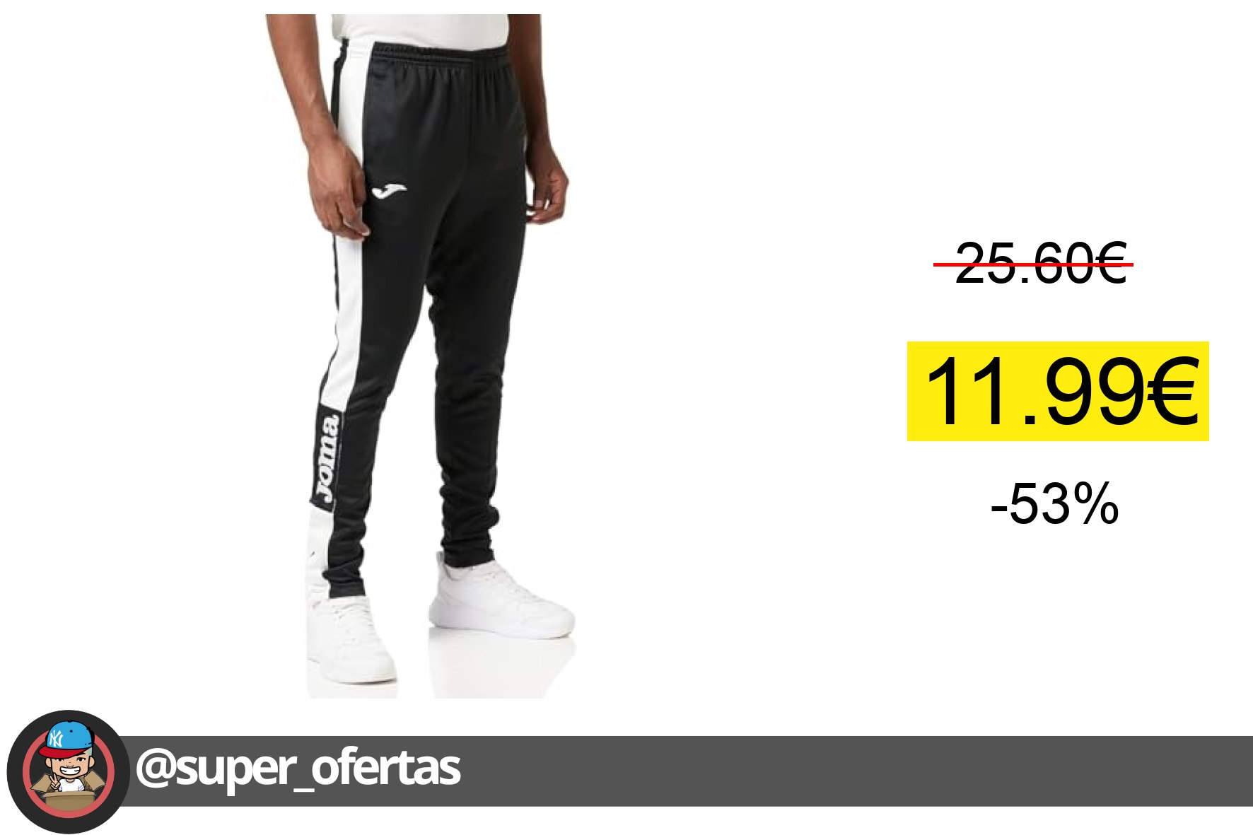 〽 Joma Championship IV Pantalones, Hombre, Negro Blanco, L Joma Championship