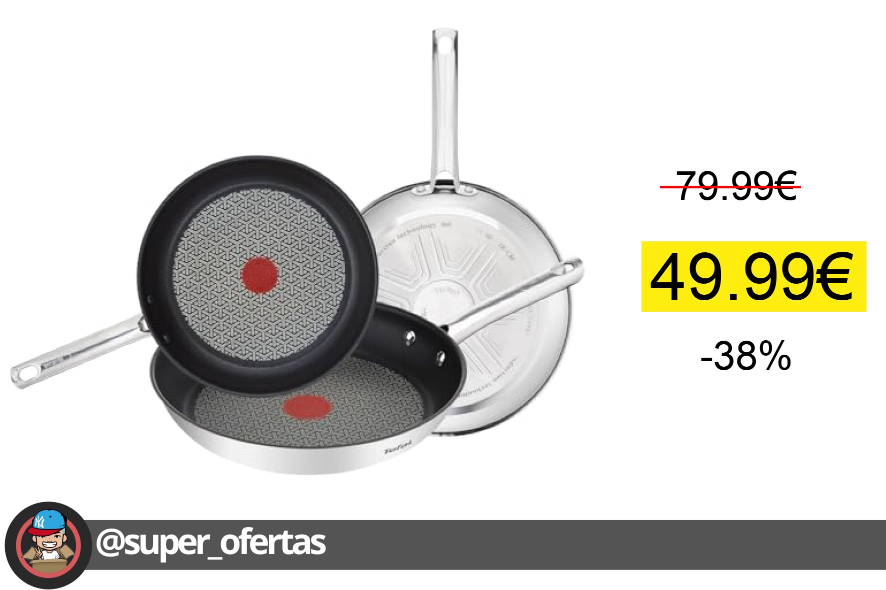 〽 Tefal Duetto - Juego de Sartenes de 20/24/28 cm, Apto inducción, antiadherente, revestimient