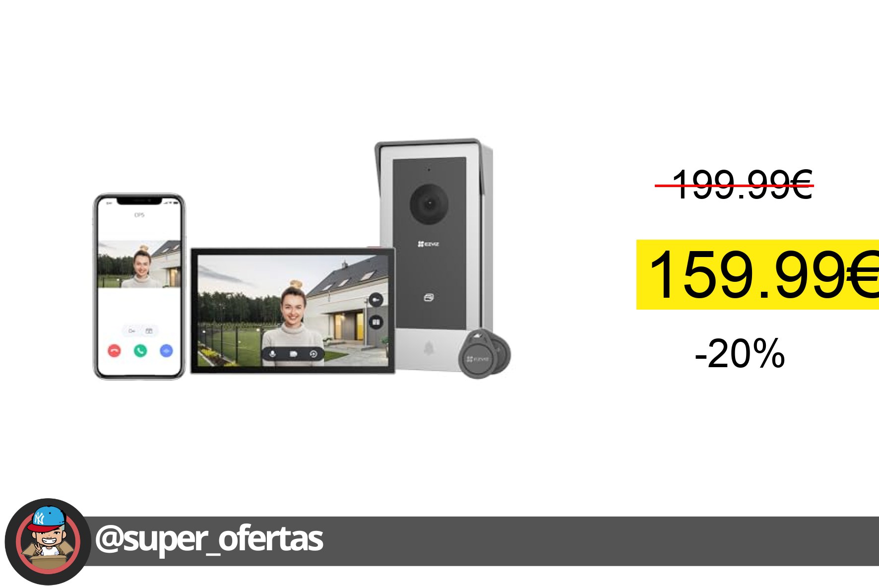 〽 EZVIZ Videoportero WiFi Sistema de Intercomunicación 1080P, 7'' Monitor Táctil a Color,Timb oferta descuento