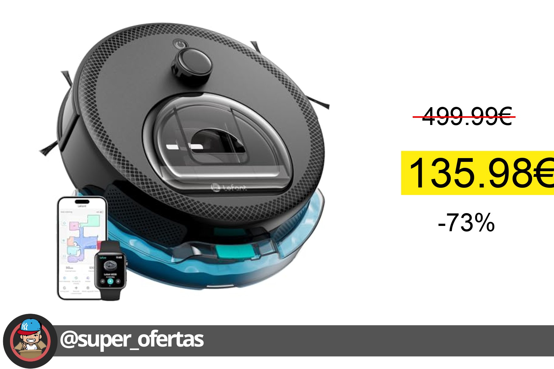 〽 LEFANT M330 Pro Robot Aspirador y Fregasuelos con Mapeo 3 en 1, 5000Pa de Succión, 150 min