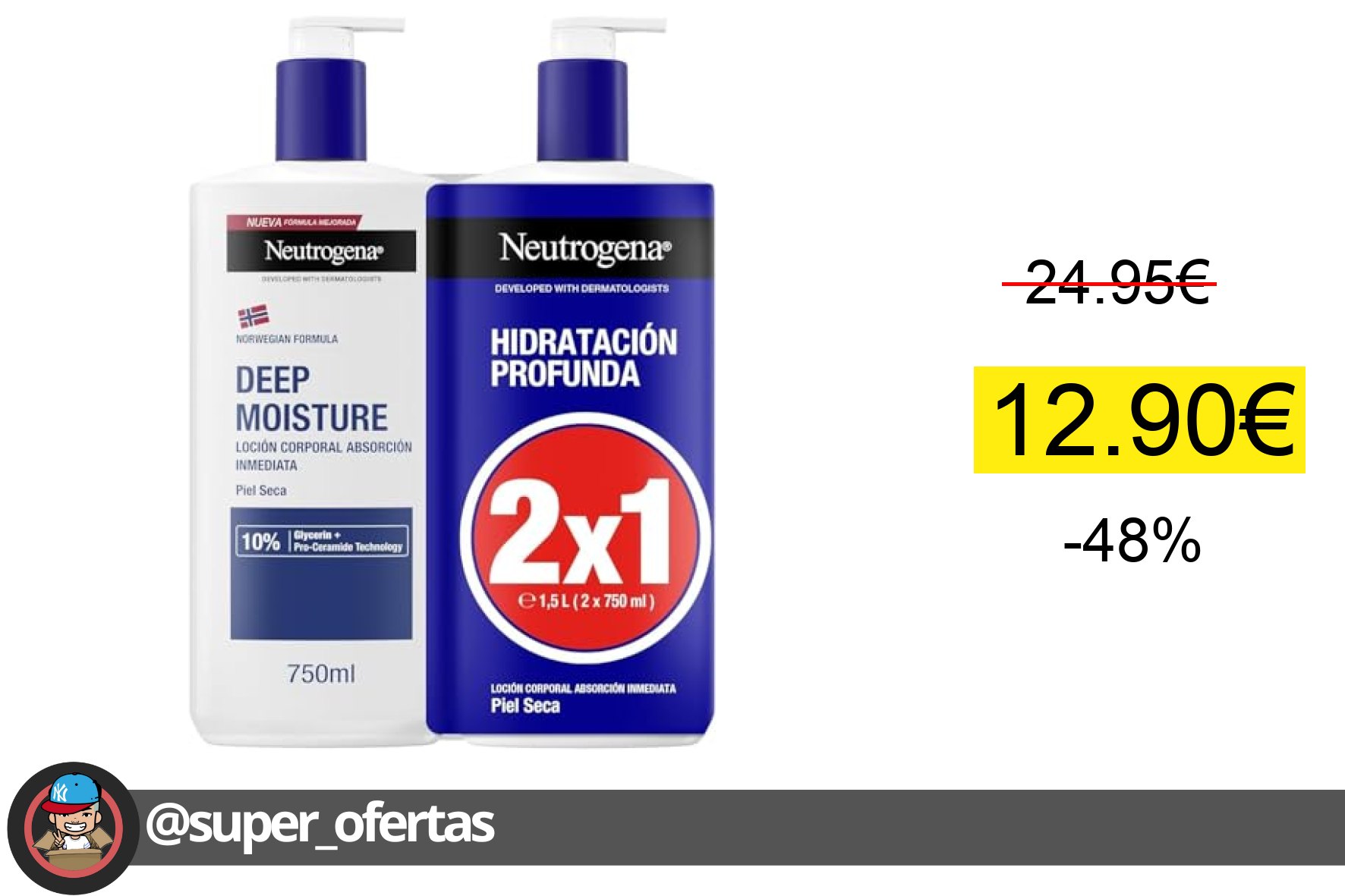 〽 Neutrogena Fórmula Noruega Hidratación Profunda Loción Corporal de Absorción Inmediata (2