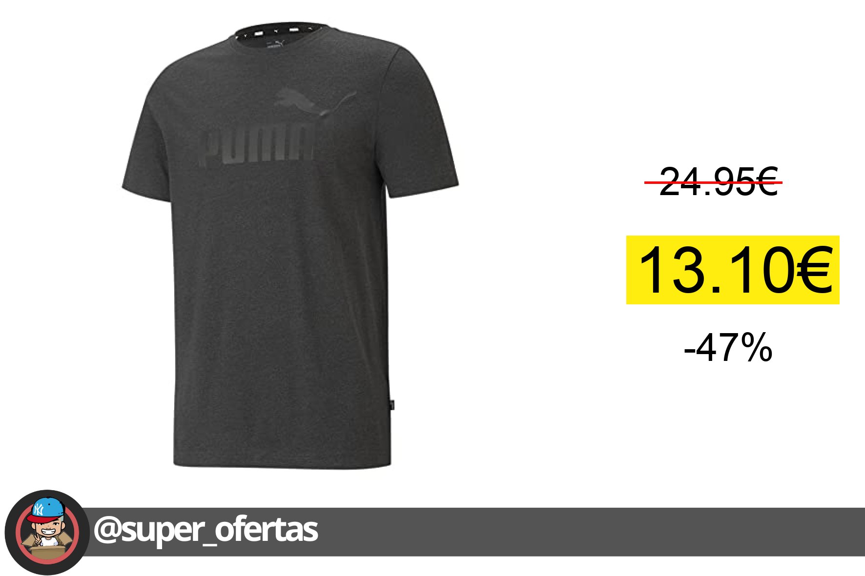 〽 Puma ESS Heather tee Camiseta, Hombre, Dark Gray Heather, M Camiseta Puma