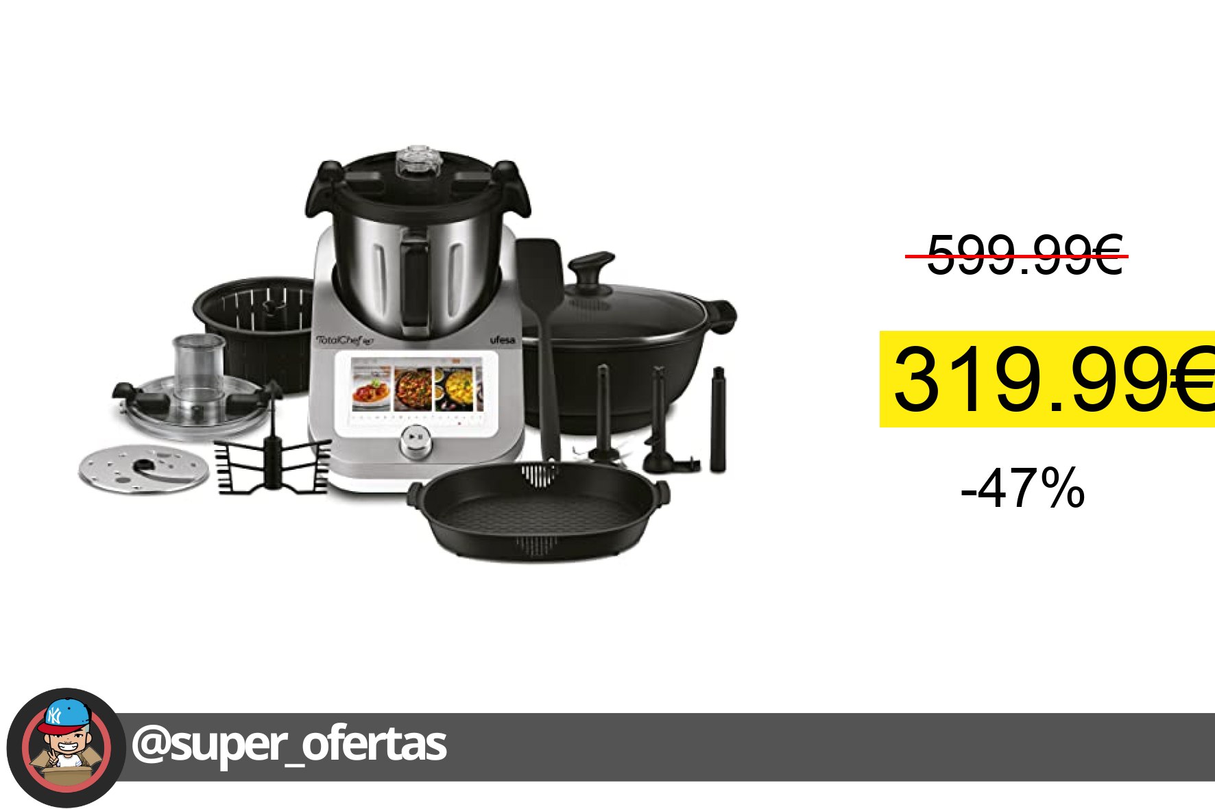 〽 Ufesa TotalChef RK7 Robot de Cocina Inteligente Multifunción, WIFI, 30 Funciones, 4.5L, Pant