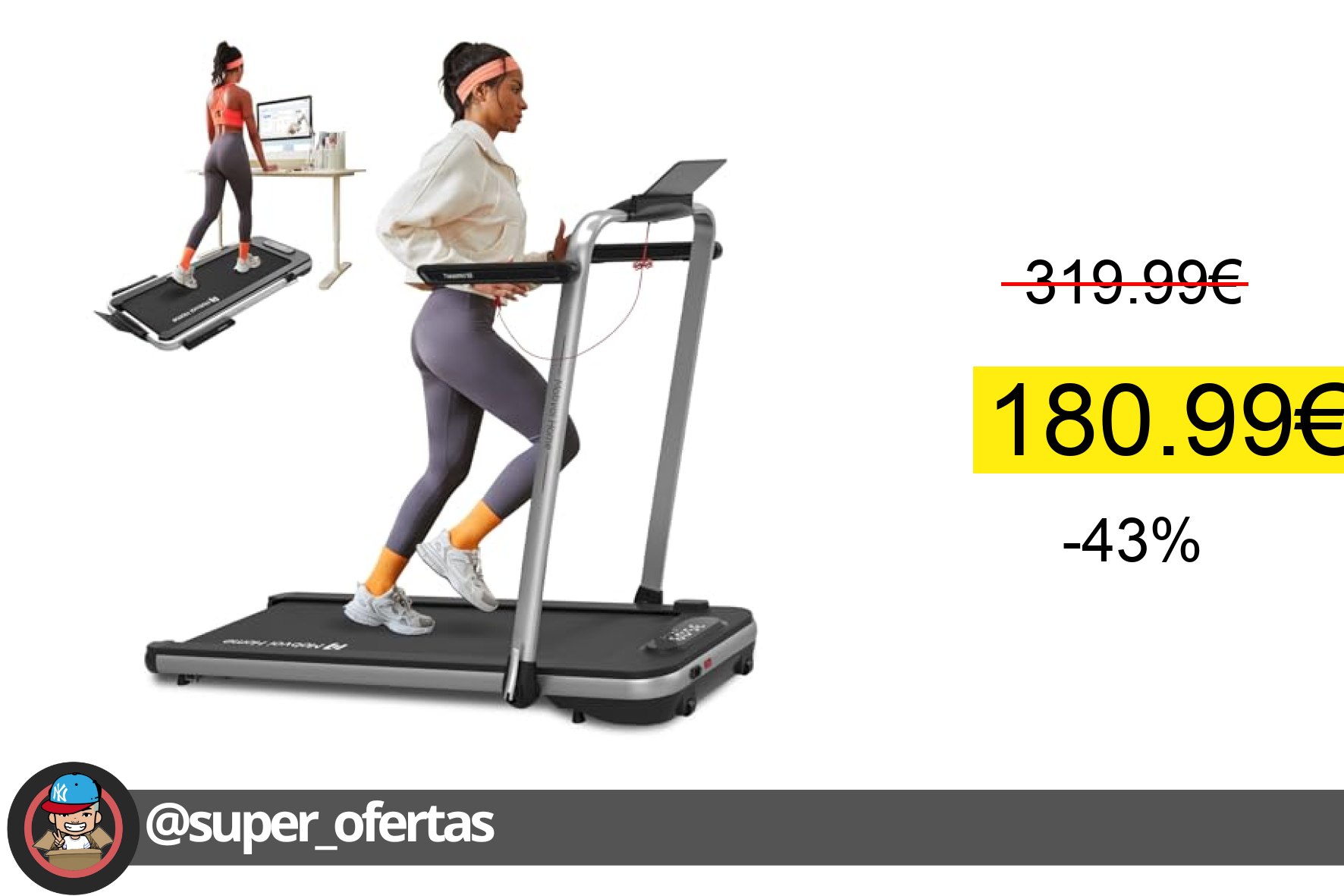 〽 Mobvoi Home SE Cinta de Correr, Cinta de Correr Eléctrica Plegable 3 en 1, 2,5 HP, Compacta