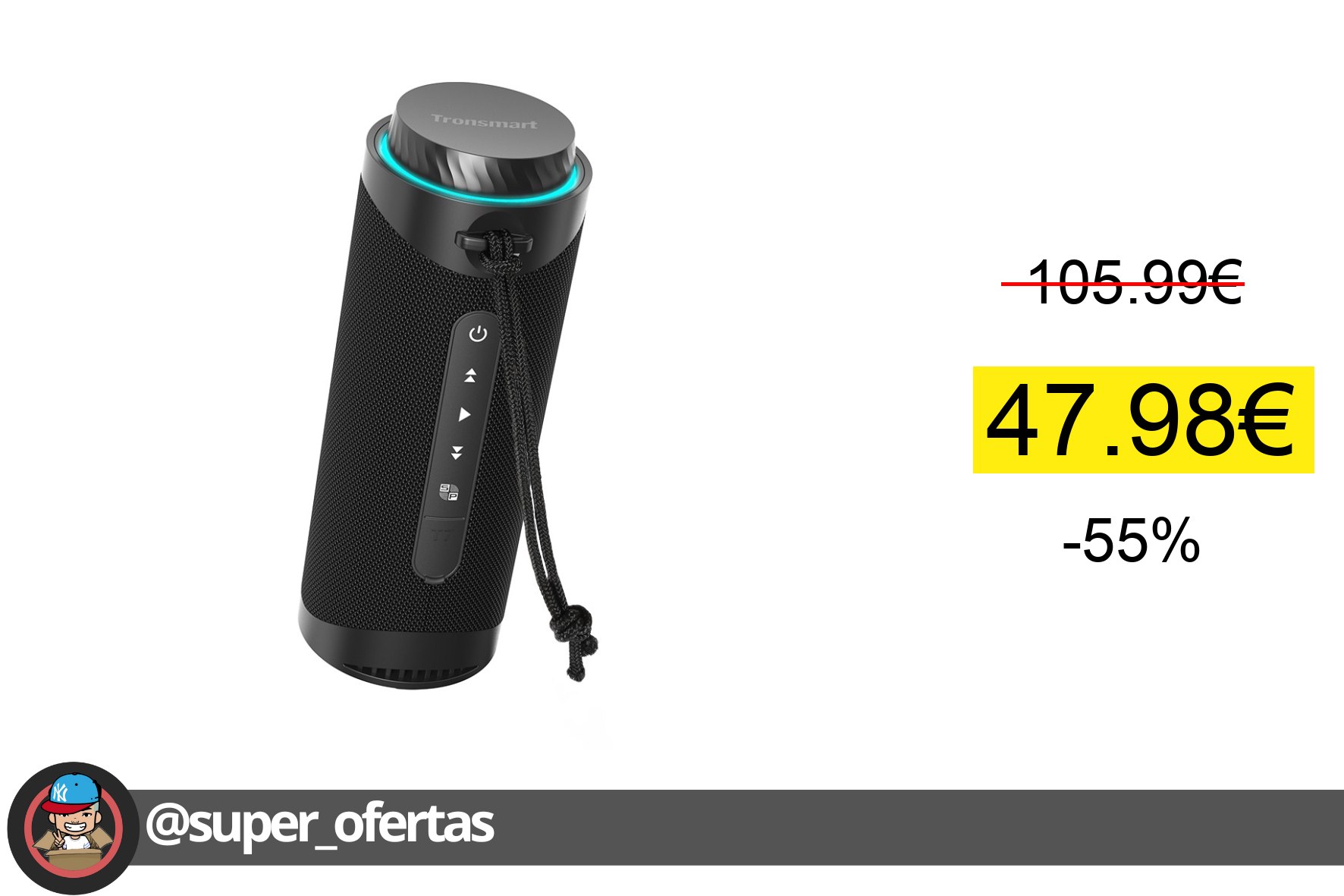 Cuponazo 〽 Tronsmart T7 Altavoz Portátil Bluetooth 5.3, Luces LED y Protección