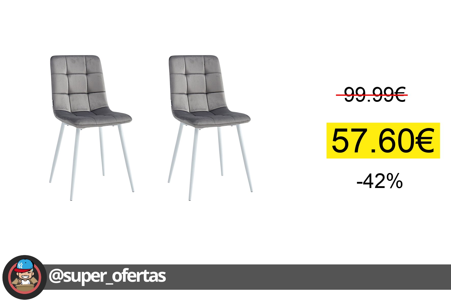 Cuponazo 〽 Minimal DECO Pack de 2 Sillas Tapizadas de Comedor Estilo Moderno con