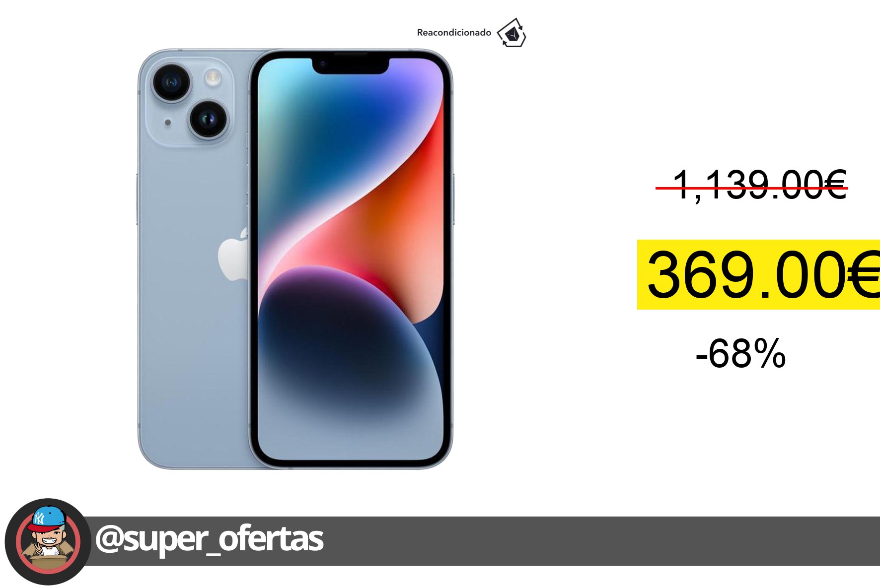 Cuponazo 〽 Apple iPhone 14 Reacondicionado 15,5 cm (6.1") 256 GB 5G iOS 16, iPhon