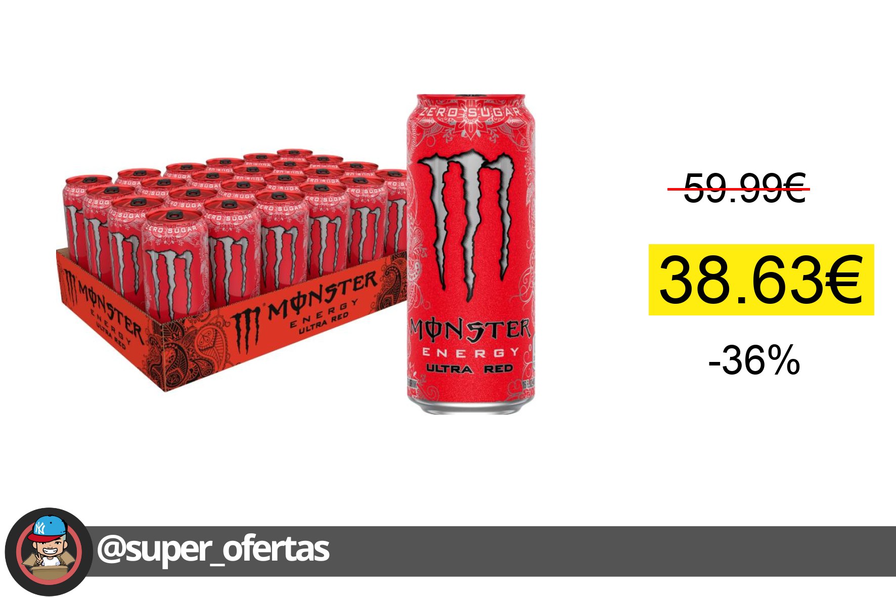 Cuponazo 〽 Monster Energy Nacional Ultra Red 500Ml Bebida Energeticas Sin Azucar