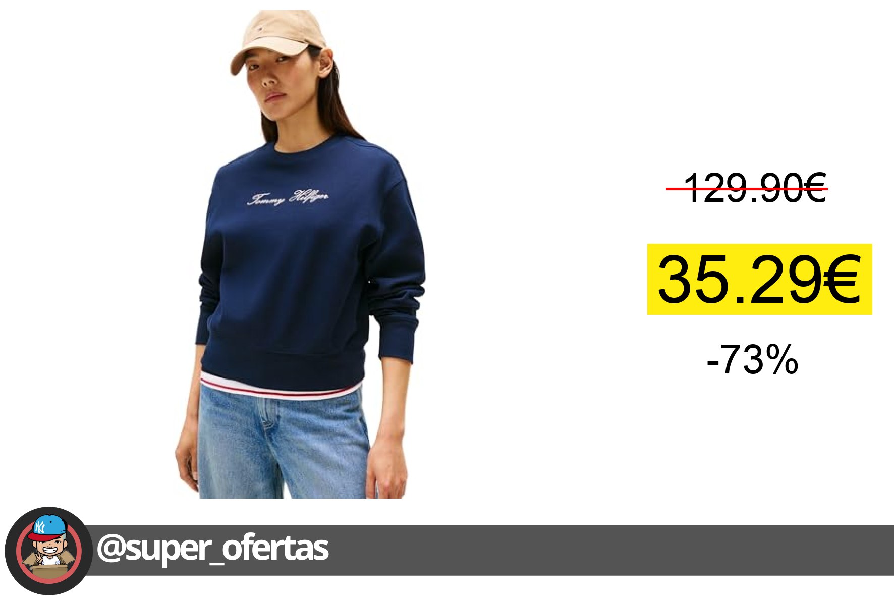 〽 Tommy Hilfiger Sudadera Mujer Lurex Script con Cuello Redondo, Azul (Dark Night Navy), XXS