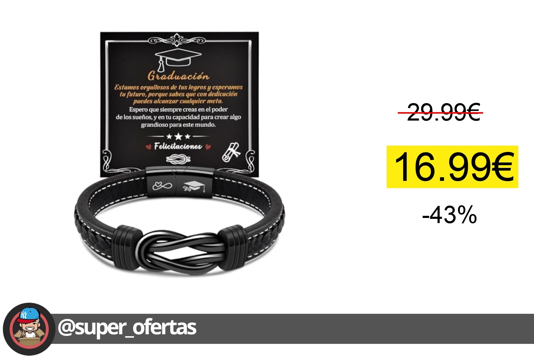 〽 CheersLife Regalos para Graduacion, Regalo Graduación Bachillerato, Pulsera Hombre Cuero Reg