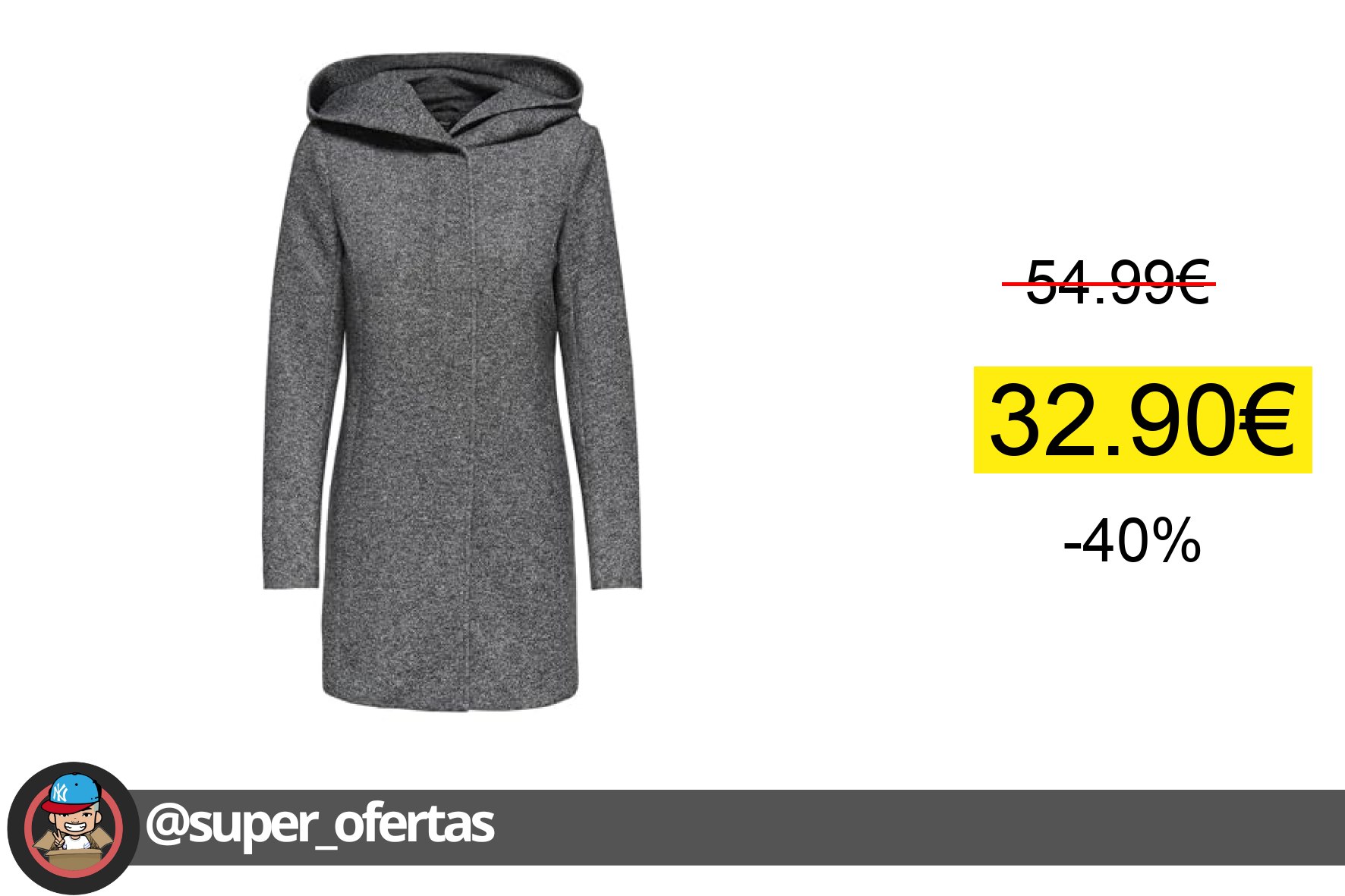 〽 ONLY Coat ONLSEDONA Coat Dark Grey Melange m Dark Grey Melange M Coat Long Sle