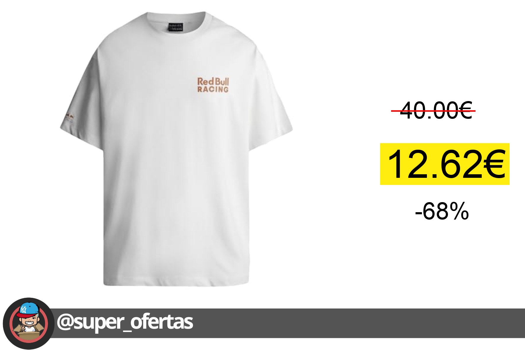 〽 Red Bull Racing X Pepe Jeans RBR Team Graphic tee Camiseta, Blanco (Blanco), S para Hombre