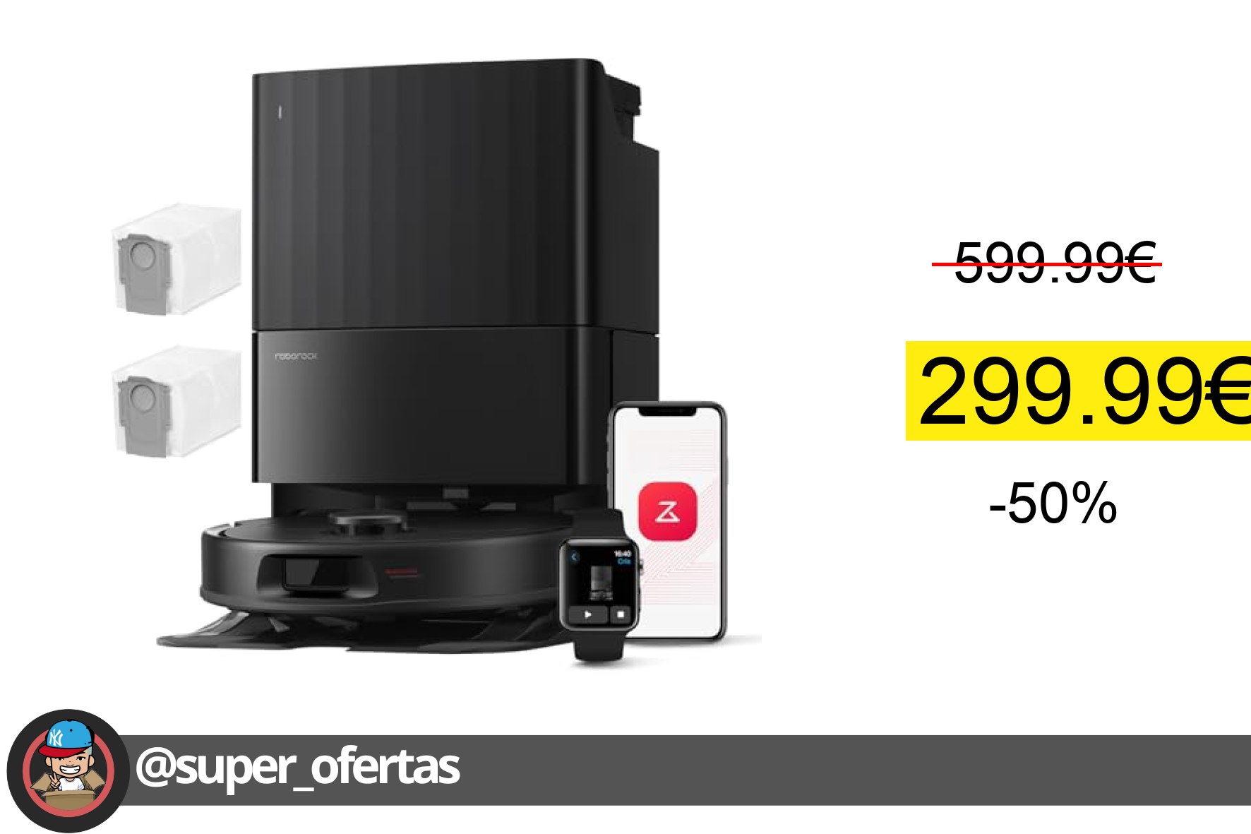 〽 roborock Robot Aspirador QV 35A Set, 8000Pa de succión, Dos mopas giratorias elevables, cepi