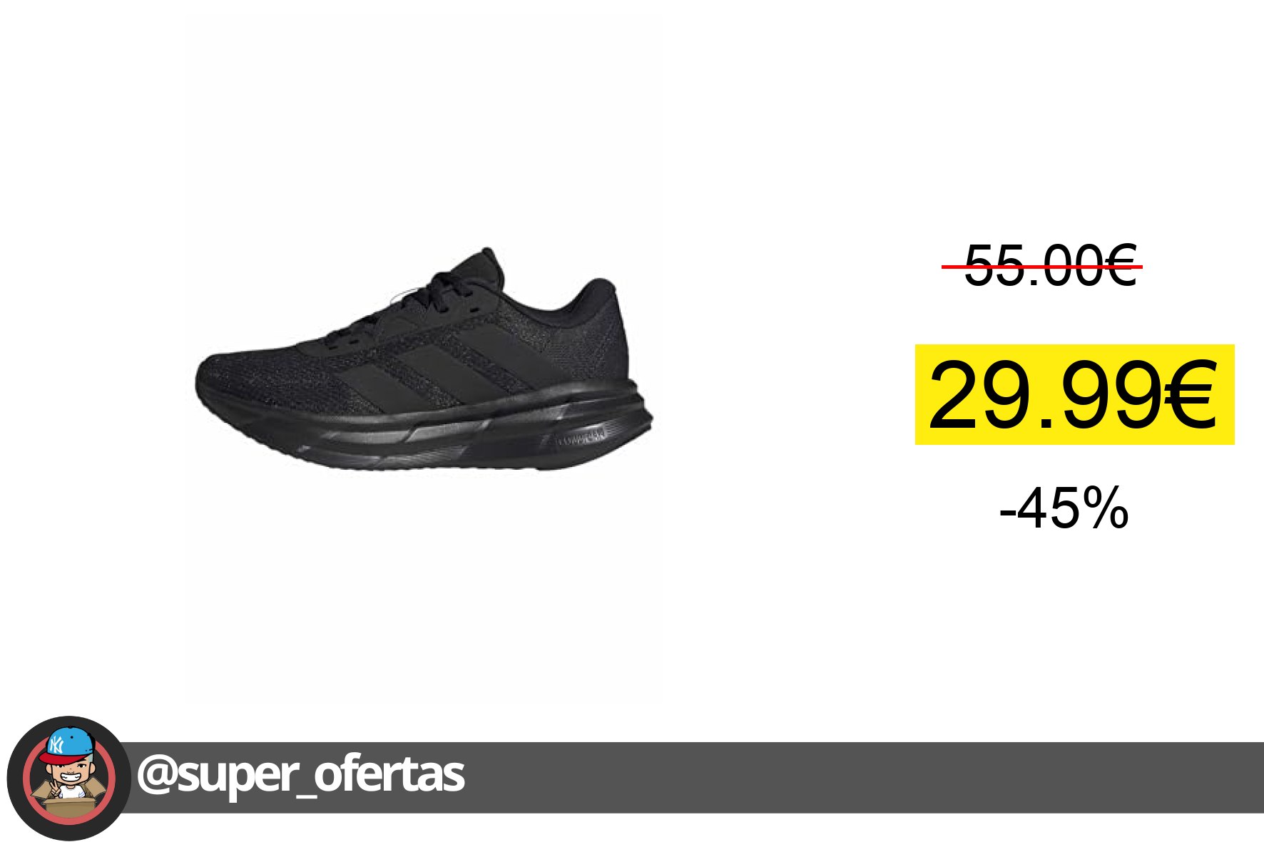 〽 adidas Mujer Galaxy 7 Running Shoes, Core Black/Core Black/Core Black, 38 2/3 EU