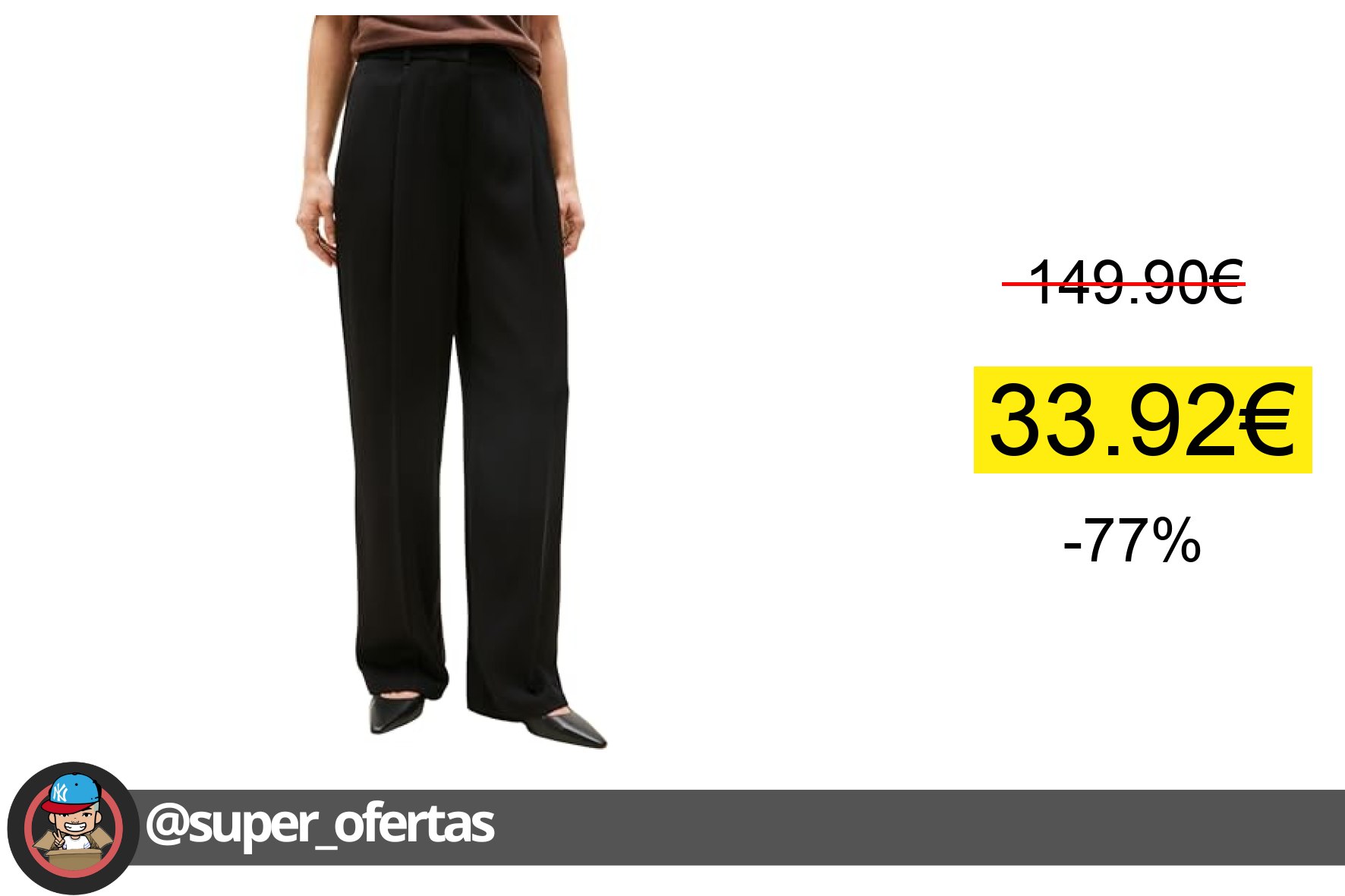 〽 Tommy Hilfiger Pantalón de Tela Mujer Twill Straight Pants Relaxed Fit, Negro (Black), 42