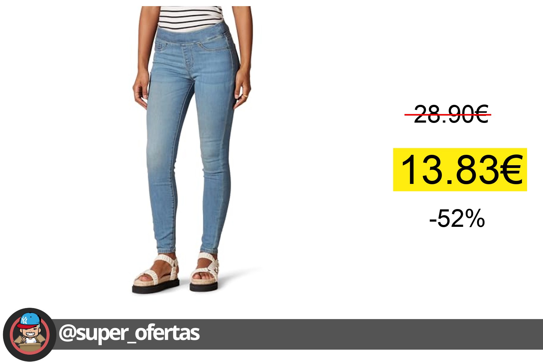 〽 Amazon Essentials Jeggings Elásticos de Tiro Medio - colores interrumpidos Mujer, Lavado Cla