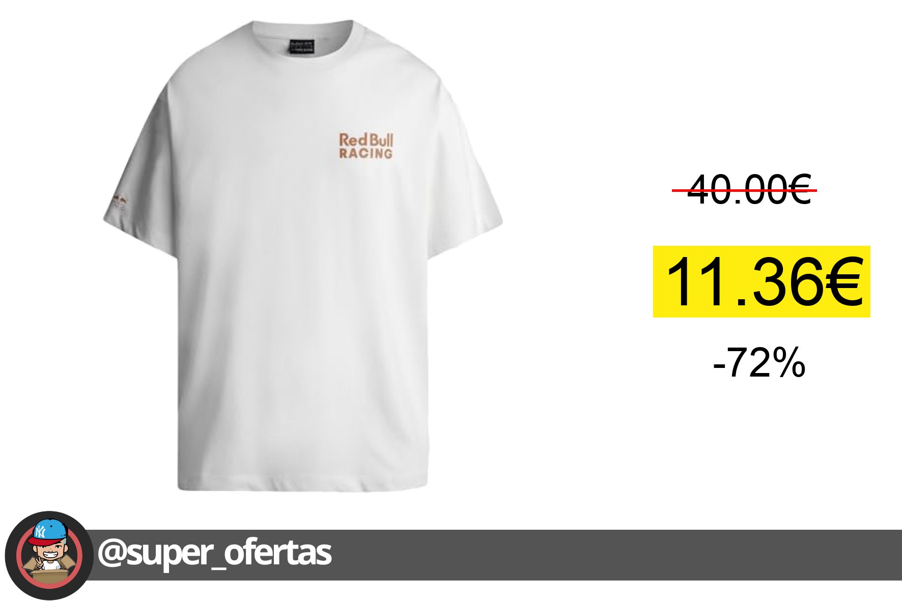 〽 Red Bull Racing X Pepe Jeans RBR Team Graphic tee Camiseta, Blanco (Blanco), S para Hombre