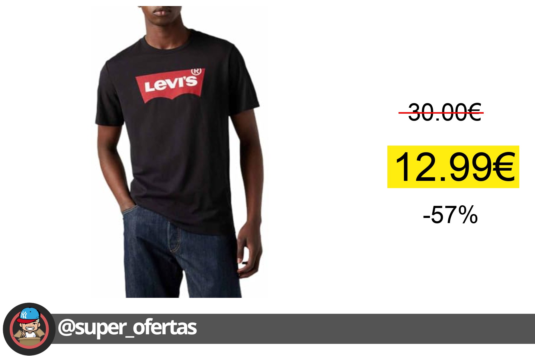 〽 Levi's Graphic Set-in Neck T-Shirt, Graphic H215-Hm Black, M Hombre 's Levi