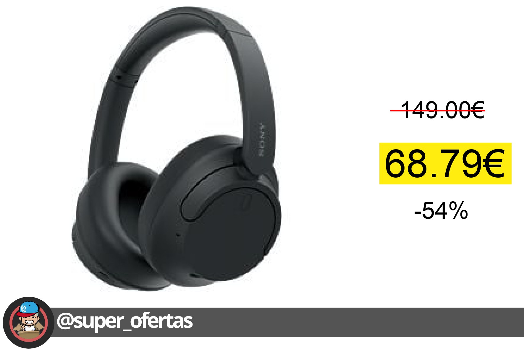 〽 Auriculares inalámbricos - Sony WH-CH720NB, Cancelación ruido (Noise Cancelling), 35h, Carg