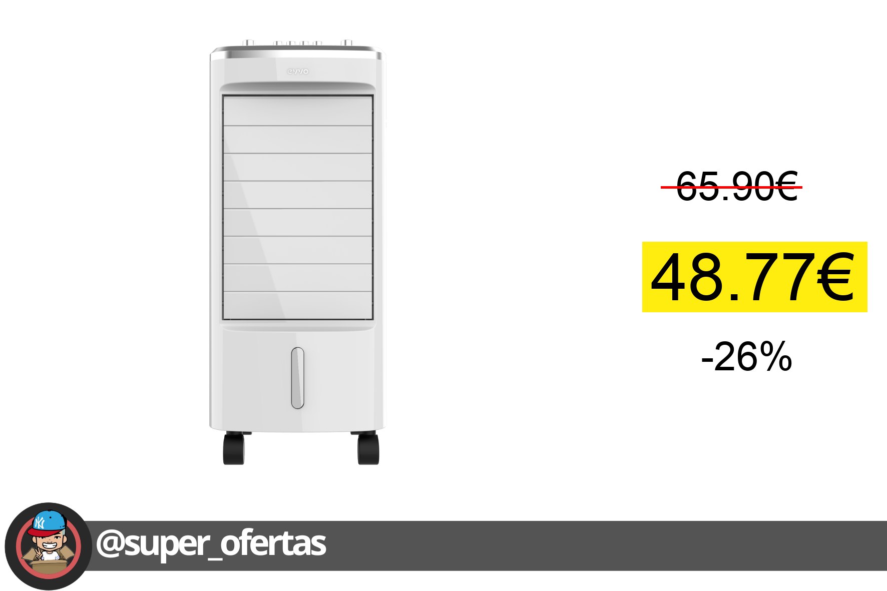 〽 Evvo Climatizador Evaporativo Clima Ac650. Potencia: 65 W, 3,5 L, 3 Velocidades Oscilación A