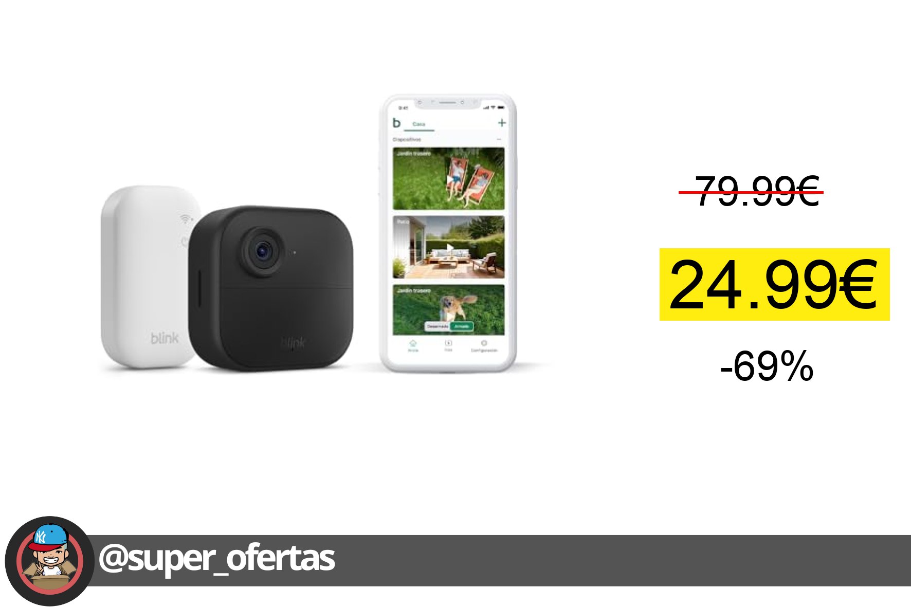 〽 Blink Outdoor 4 cámara de seguridad inteligente HD sin cables, 2 años de autonomía, dete