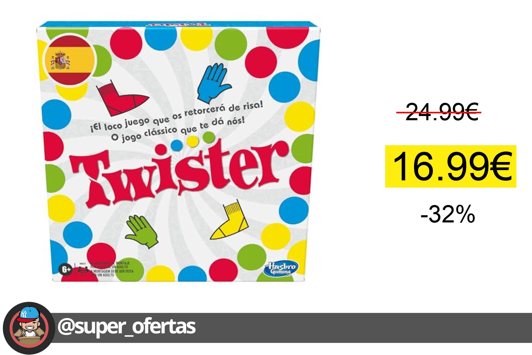 〽 Hasbro Gaming Twister, Juegos de Habilidad, Fiestas con Amigos y Diversión en Familia, para