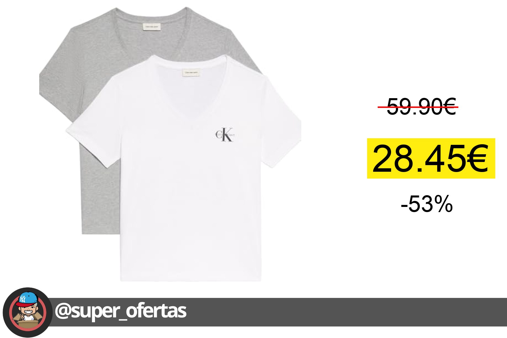 〽 Calvin Klein Camisetas de Manga Corta Pack de 2 Mujer Logo tee con Cuello de Pico, Multicolor