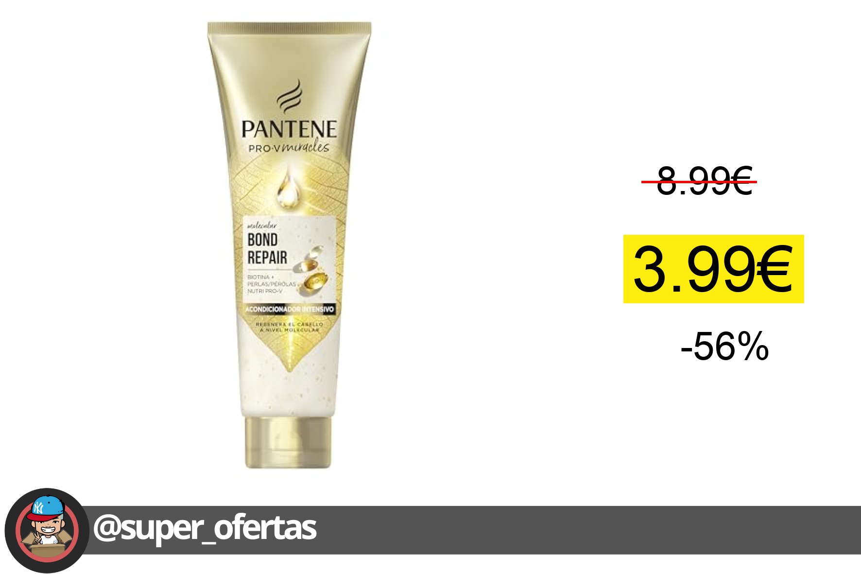 〽 Pantene Molecular Bond Repair Acondicionador Intensivo Tratamiento Capilar con Biotina 150ml