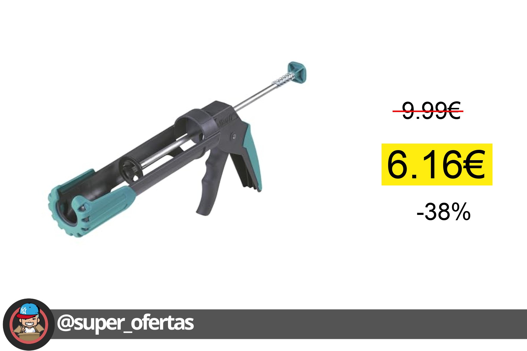 〽 wolfcraft MG 200 pistola de sellado, ergonómica con mango revestido de goma y funda giratori
