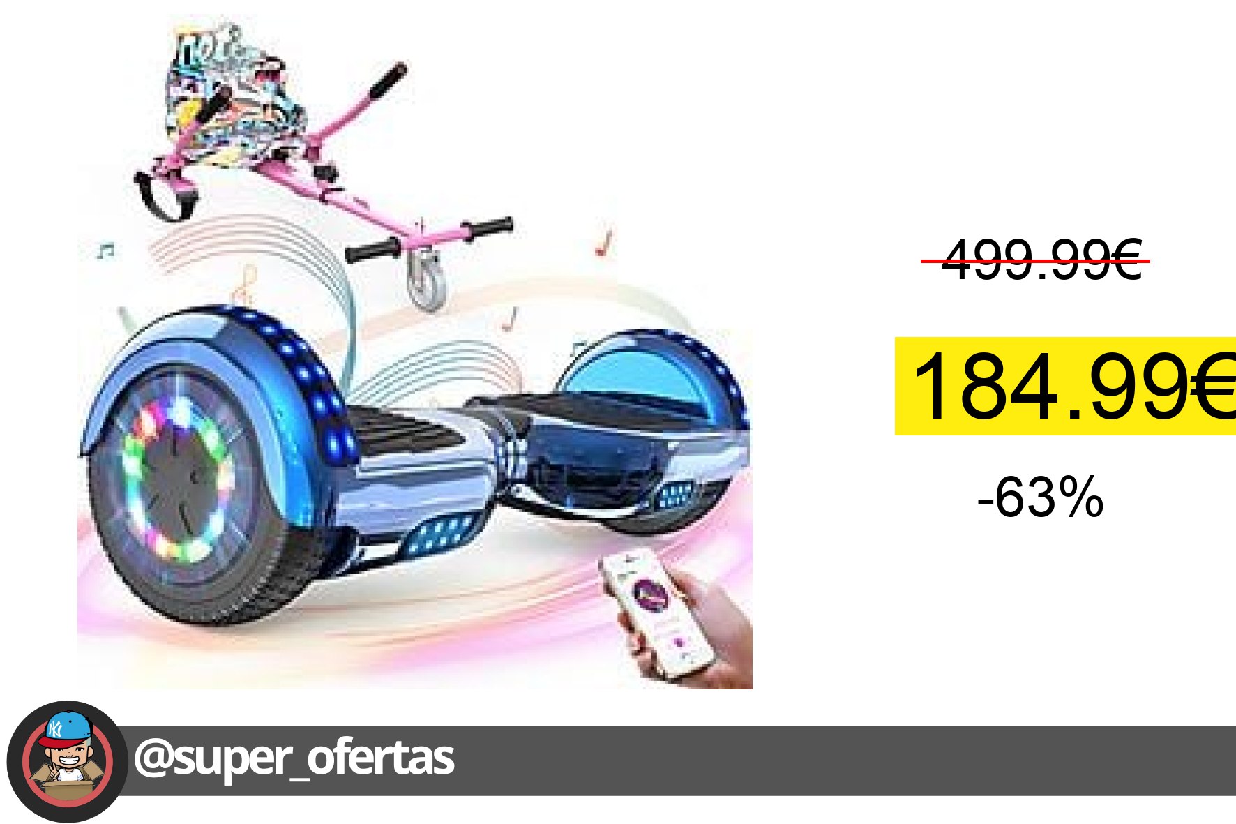 〽 Hoverboard - Jd5/6 Kt Rcb, 15 Km/H, 4000 Mah, 180 W, 100 Kg, Azul