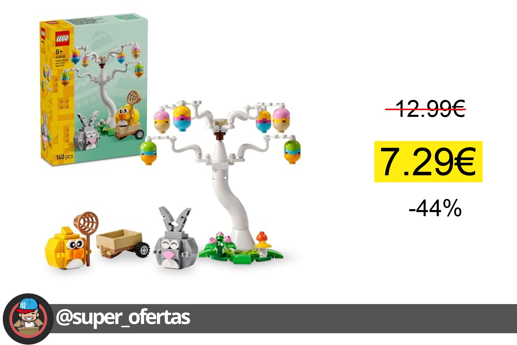 〽 LEGO Búsqueda de Huevos de Pascua del Conejo y el Pollito - Figuras de Animales Inc. Conejo
