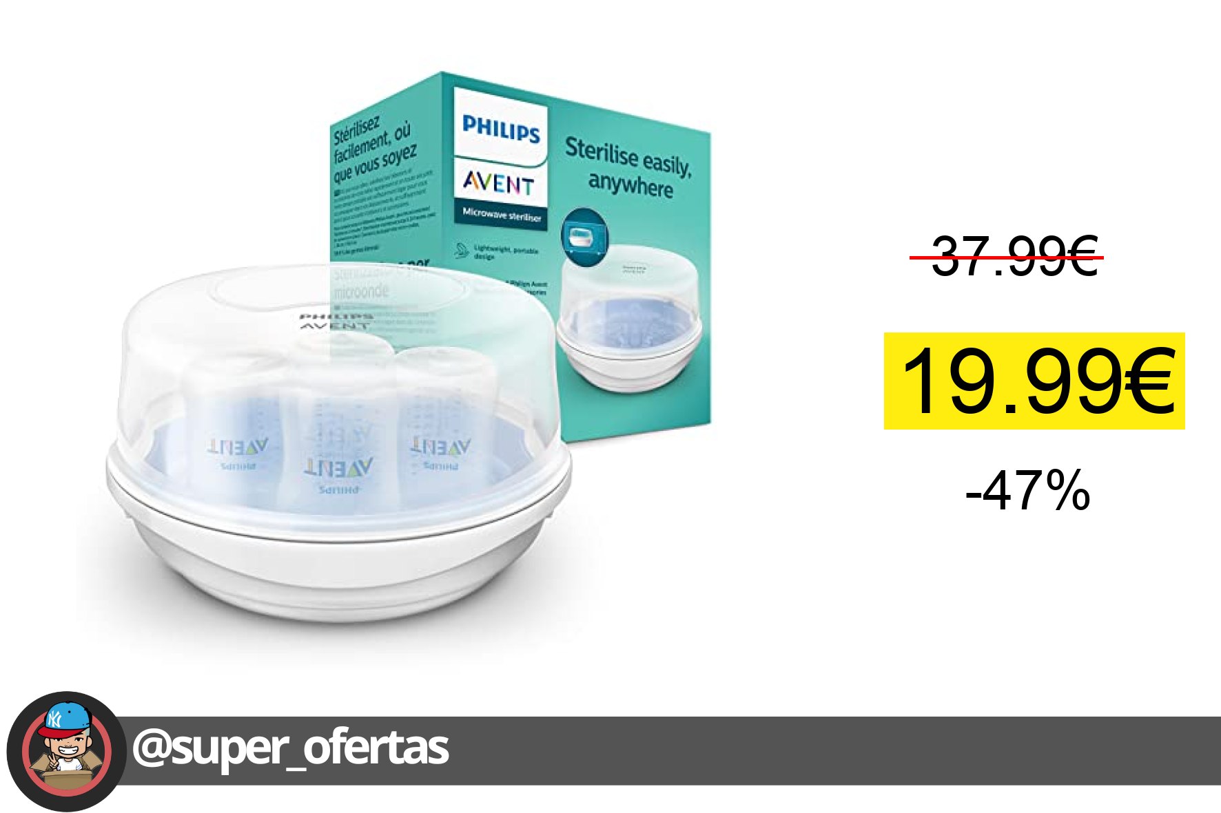 〽 Philips Avent SCF281/02 - Esterilizador a vapor de microondas Esterilizad