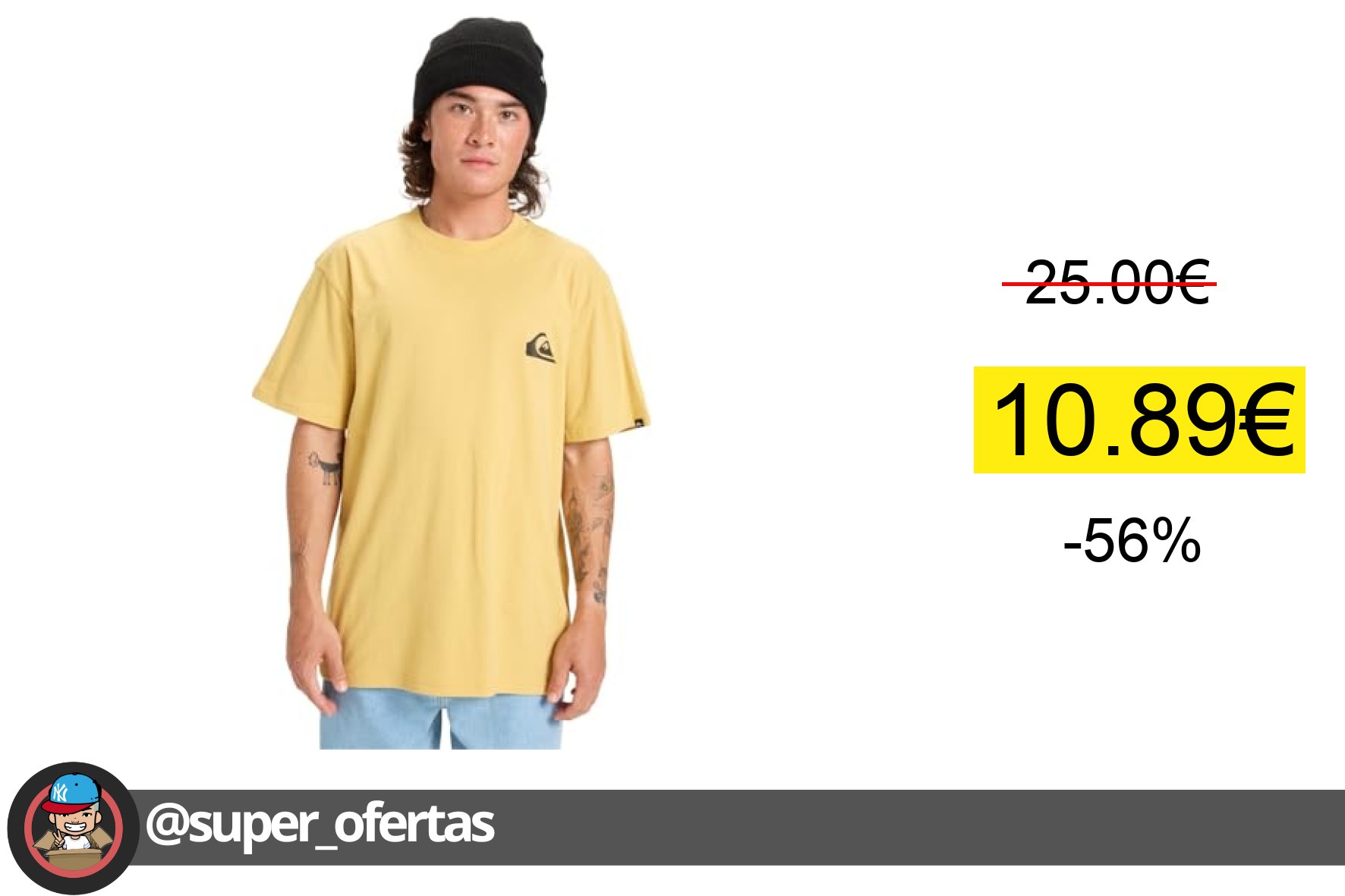 〽 Quiksilver EV - Camiseta de Manga Corta con Logotipo S, Color Amarillo M