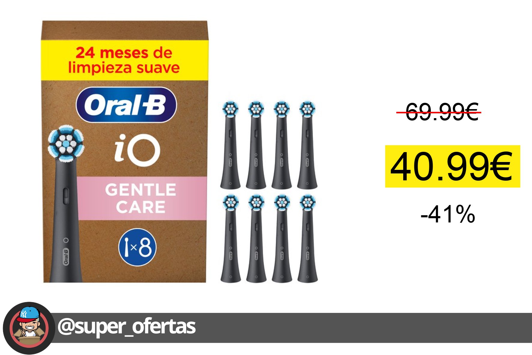 Cuponazo 〽 Oral-B iO Gentle Care cabezal de recambio para cepillo de dientes elé
