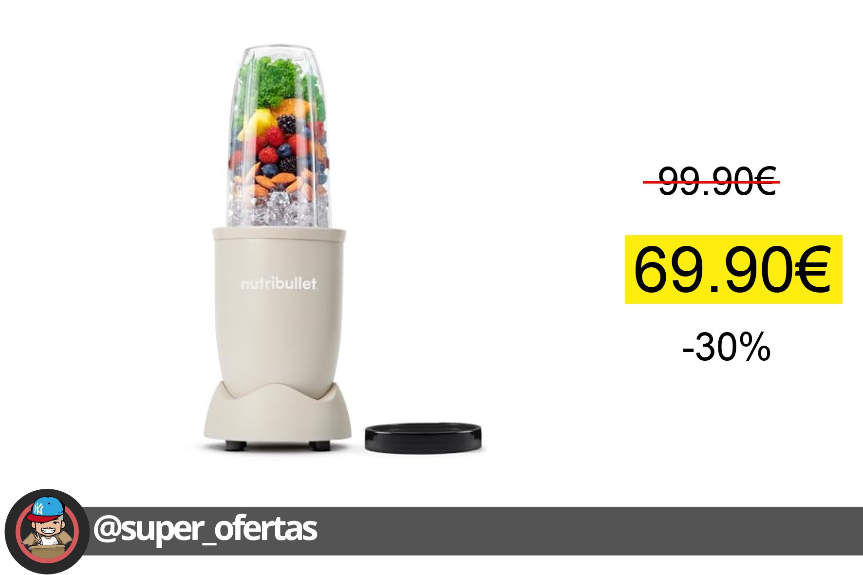 〽 Nutribullet Pro 900 - Batidora Personal Multifunción, Blender Frutas y Verduras, Diseño Com