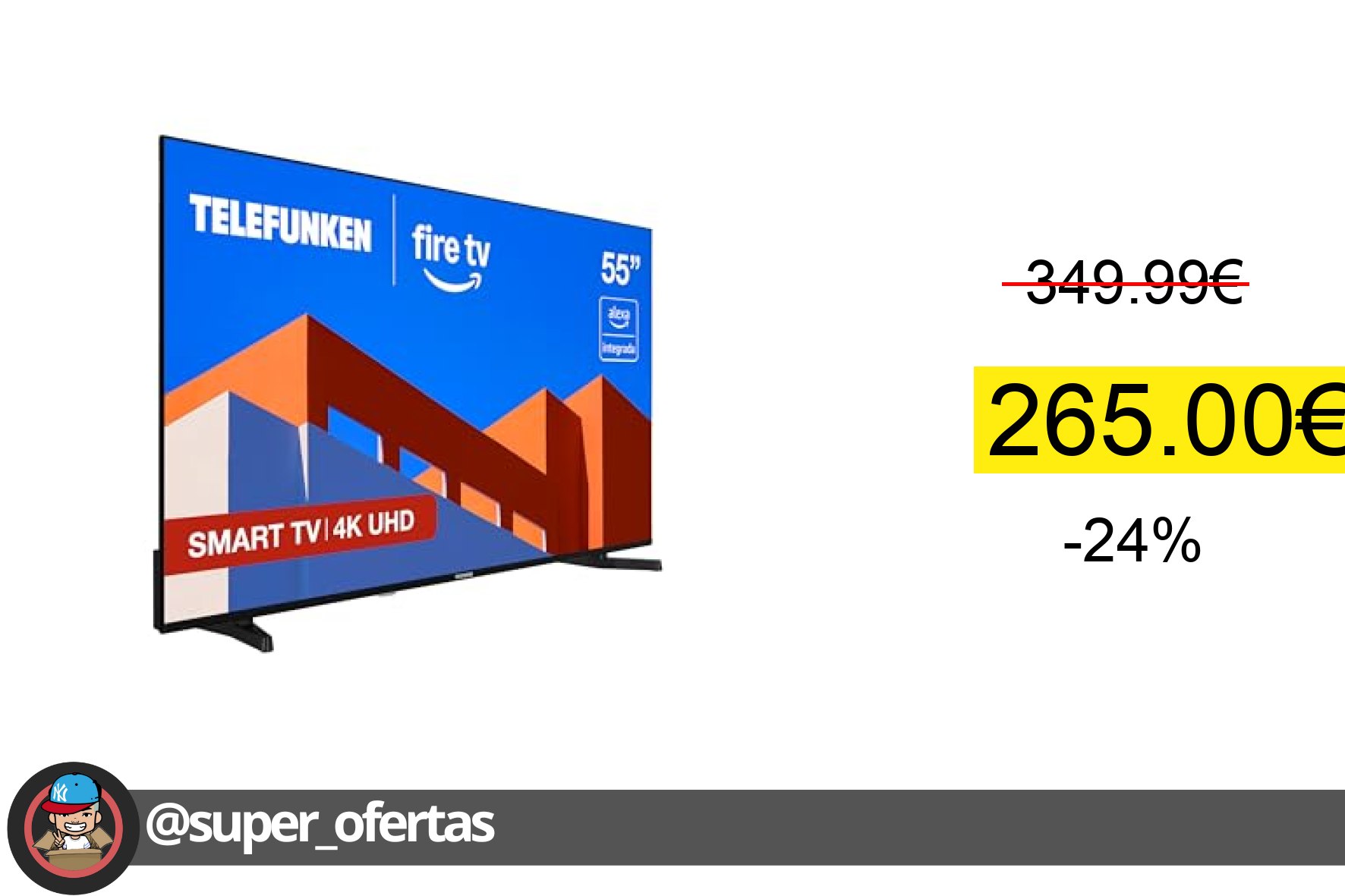 〽 Telefunken 55FTV825, 55 Pulgadas 4K UHD, Smart TV Fire OS, HDR10, MEMC, Compatible con Alexa