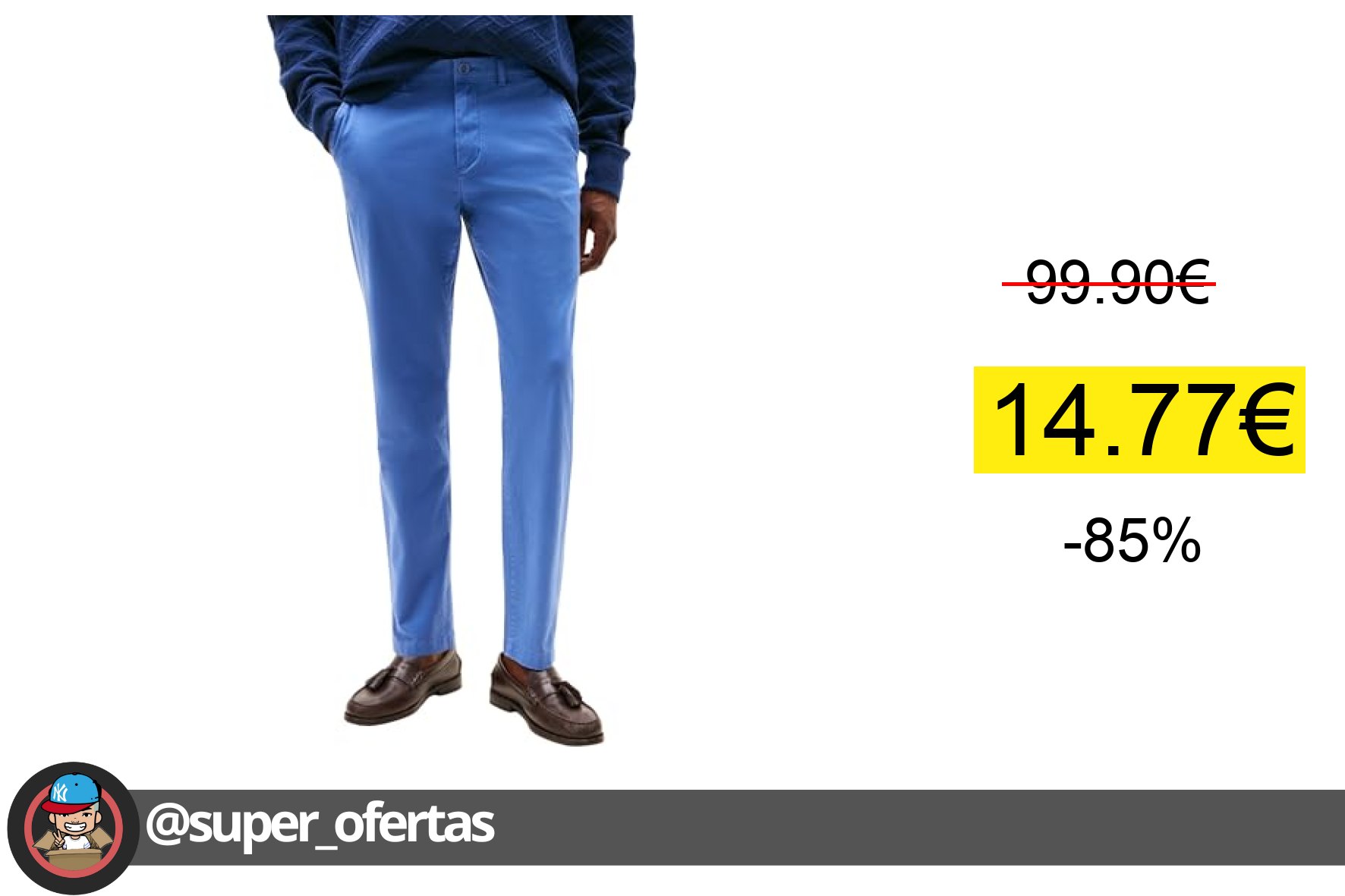 〽 Tommy Hilfiger Pantalón Chino Hombre Core Harlem Essential Twill Relaxed Fit, Azul (Angora B