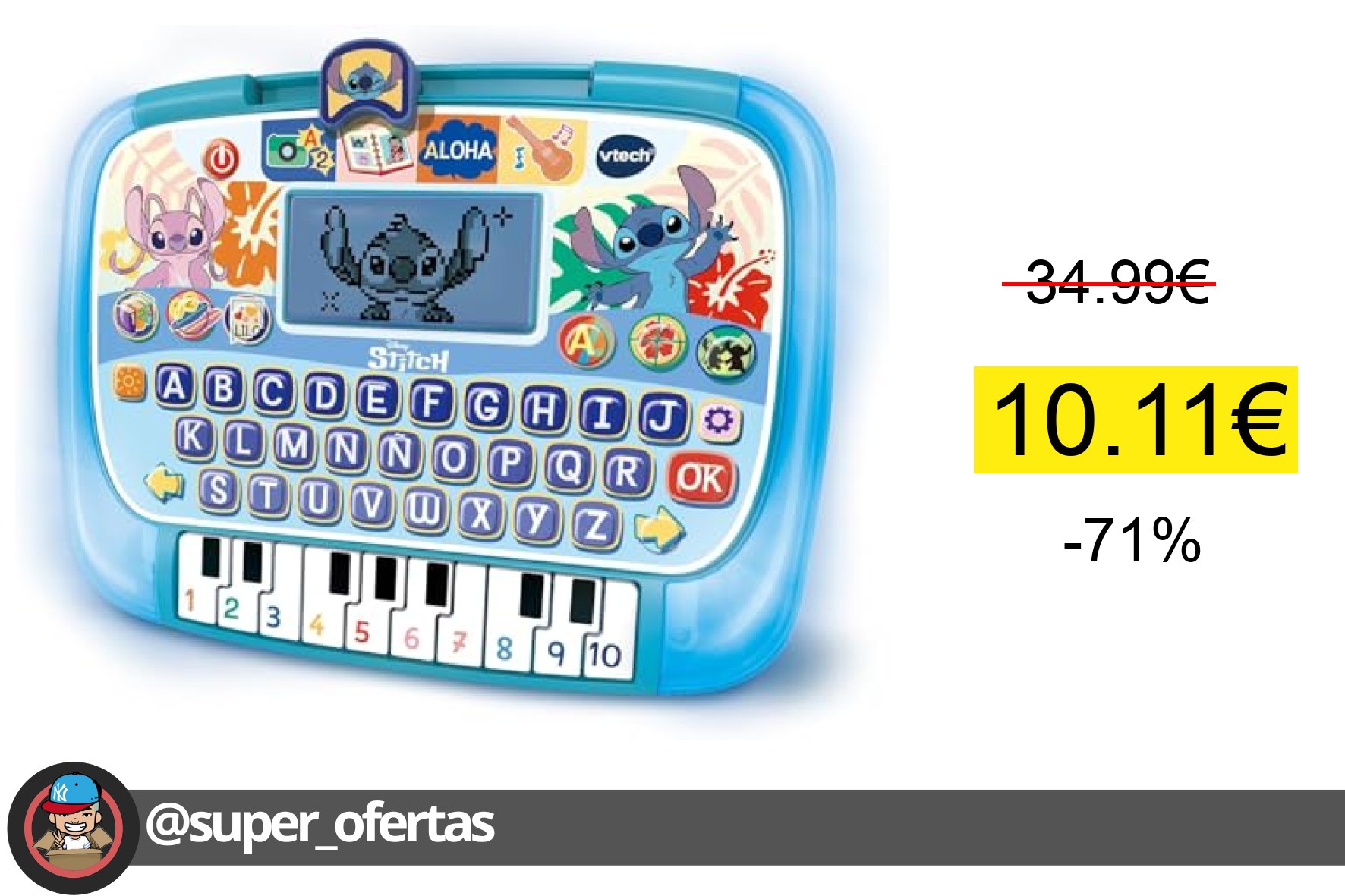〽 VTech - Tablet Educativa de Stitch, Juguetes Electrónicos Niños +4 Años, Pantalla LCD, 10