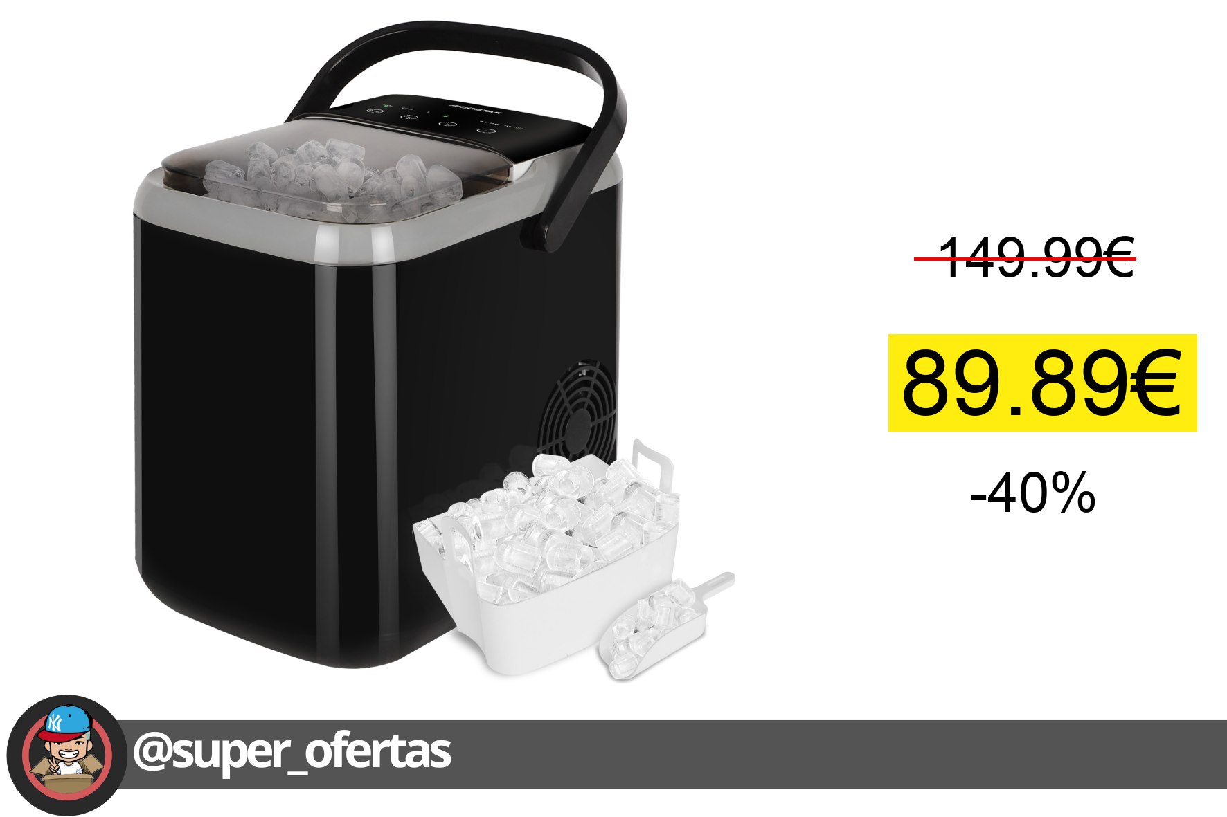 Cuponazo 〽 AIGOSTAR Maquina de Hielo, Maquina de Hacer Hielo Autolimpiable, 14Kg/